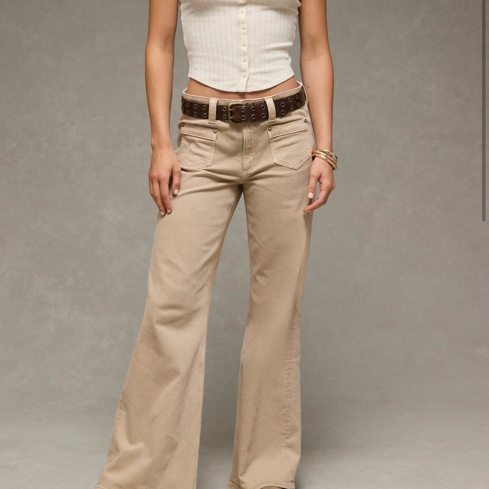 American Eagle Outfitters Stretch Tan Flare Jeans